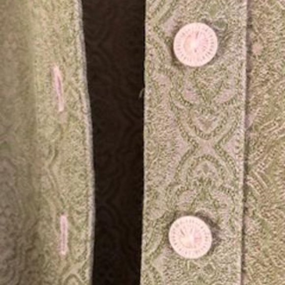 Habitat Clothes to Live in Women's Brocade Blouse/Jacket, Shacket, Olive/Pink - Picture 8 of 10